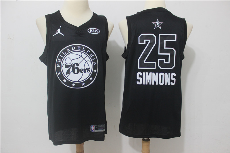 Men Philadelphia 76ers #25 Simmons Black 2108 All Stars NBA Jerseys->philadelphia 76ers->NBA Jersey